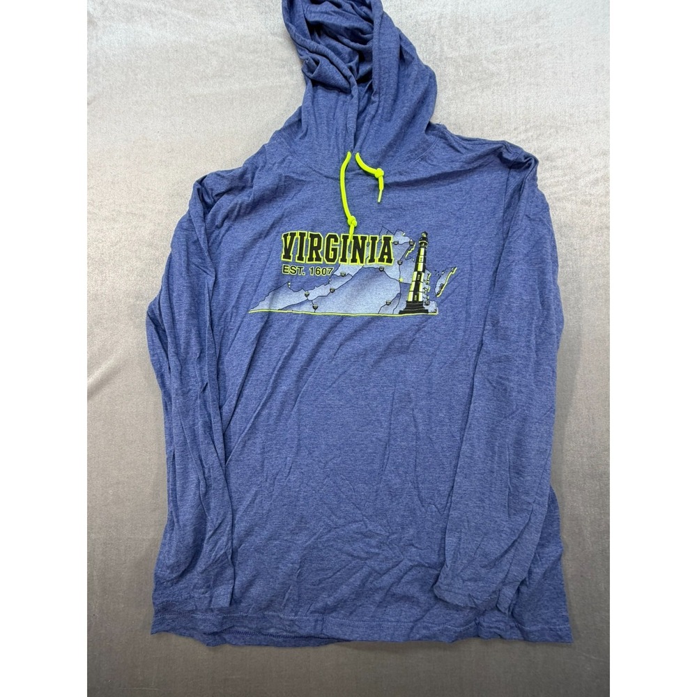 Virginia State Hooded Long Sleeve Shirt Blue Yellow Size XL EST 1607